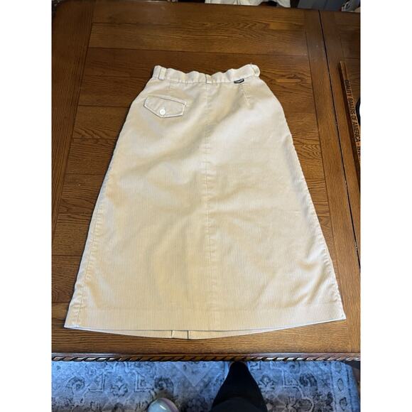 Vintage Women’s Cheenos Beige Light Tan Long Corduroy Skirt Front Slit Sz 12 - Picture 9 of 9